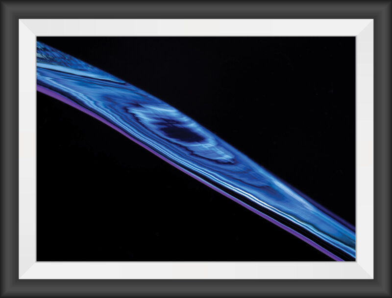 Blue Lightning in Fractured Glass - Black Frame