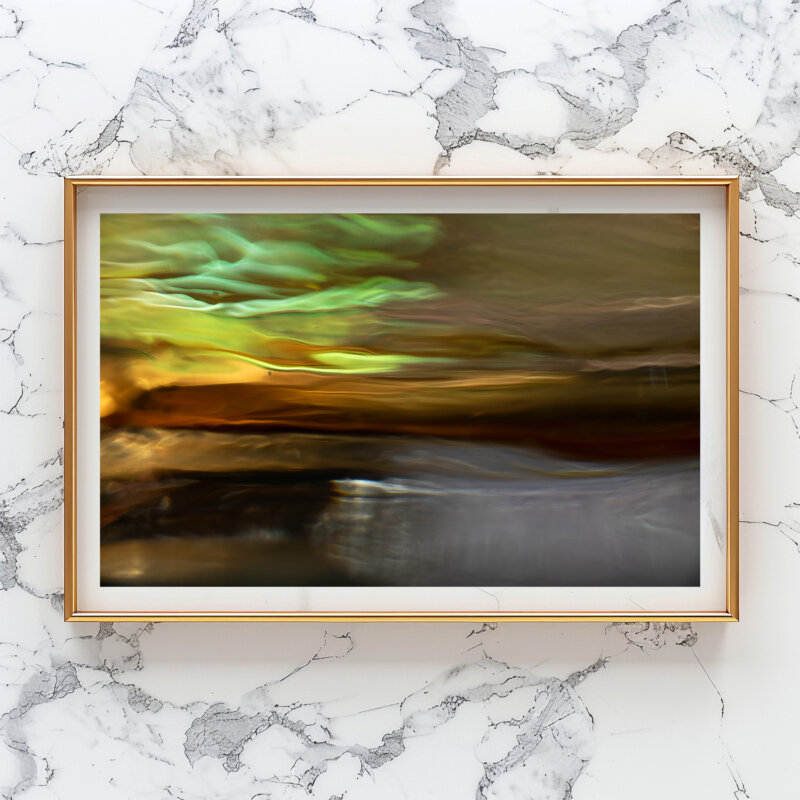 Sunset Series in Glass - Unknown Icy Harbor and Distant City